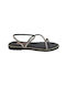 LEATHER SANDALS WITH STRAYS BLACK - Schwarz