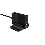 Devia Βάση Φόρτισης με 4 Θύρες USB-A και 2 Θύρες USB-C 75W Power Delivery σε Μαύρο χρώμα (359446)
