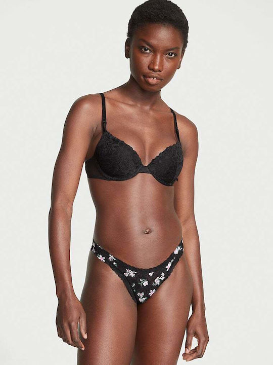 Victoria's Secret Femeie Slip cu Dantelă Negru