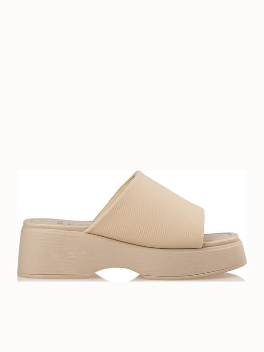 Women's Flat Sandals Flatforms in Beige Color