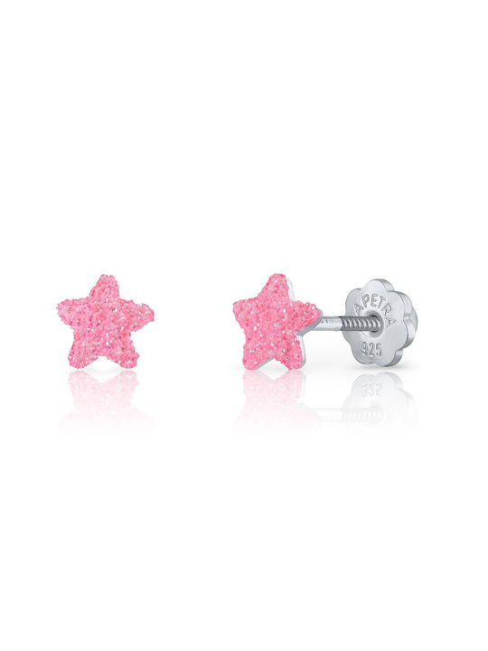 Lapetra Children's Earrings Pink Star Silver 925-Enamel