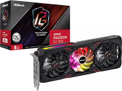 ASRock Radeon RX 7600 8GB GDDR6 Phantom Gaming OC Κάρτα Γραφικών