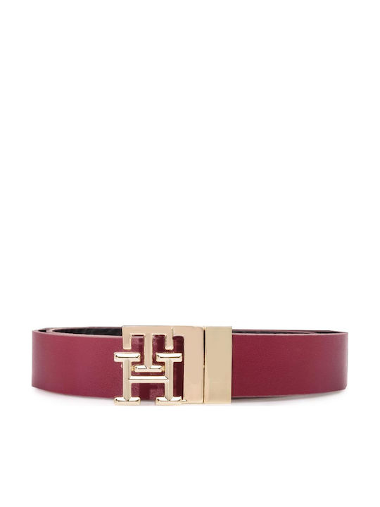 Th Monogram Leder Damen Gürtel Burgundisch