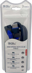 SGL Angle Cable HDMI male - HDMI male 3m Black