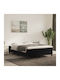 Κρεβάτι Διπλό Επενδυμένο με Ύφασμα Φυσικό με Στρώμα & Τάβλες 140x200cm