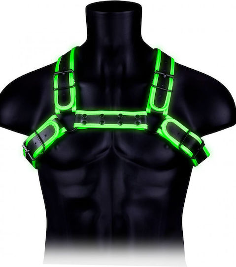 Shots Ouch Glow in the Dark Buckle Bulldog Harness Green