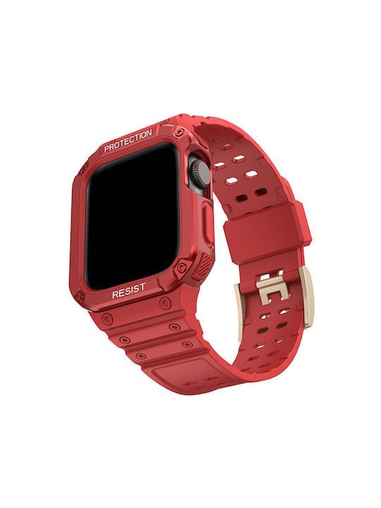 Λουράκι Θήκη για Smartwacth τύπου Apple Πλαστικό PU 8862RD 42/44/45mm Κόκκινο