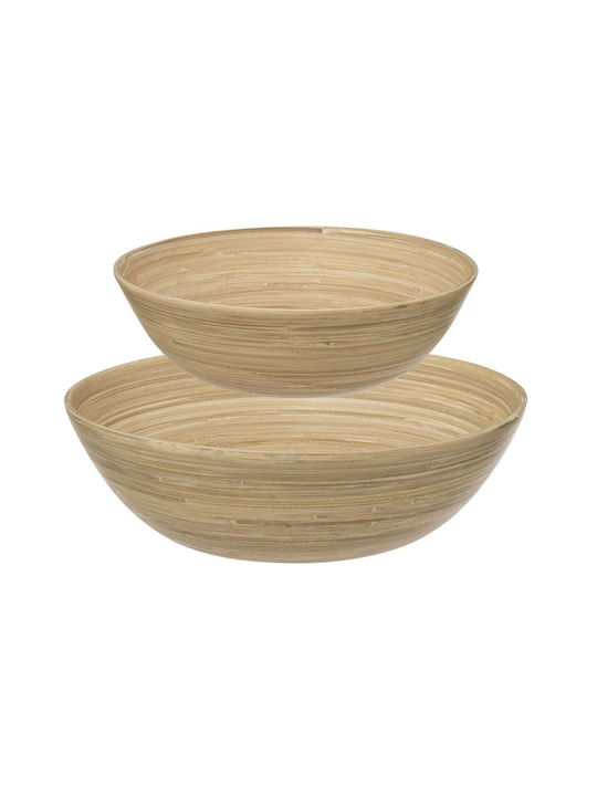 Atmosphera Decorative Wooden Beige Bowl 30x30x10cm 2 Pieces
