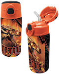 Graffiti Kinder Trinkflasche Rostfreier Stahl mit Strohhalm Orange 500ml