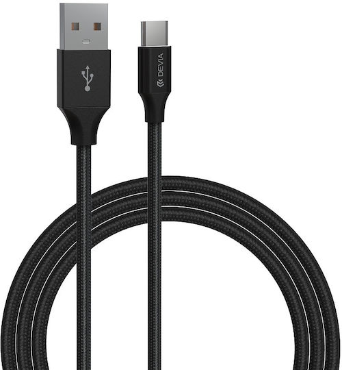 Devia Gracious Geflochtenes USB 2.0 Kabel USB Typ-C männlich - USB-A Schwarz 2m DVCB-351150