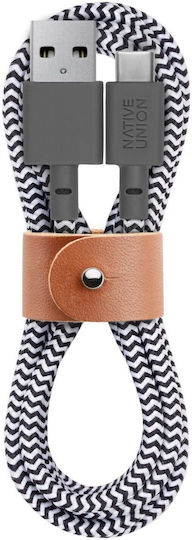 Native Union Union Belt Braided USB 2.0 Cable USB-C male - USB-A Γκρι 1.2m BELT-AC-ZEB-NP