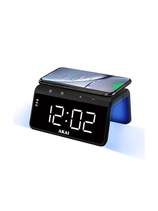 AKAI Tisch-Digitaluhr mit Wecker & kabellosem Laden ACRB-2000