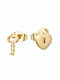 Steel under allergy earrings for children padlock heart gold