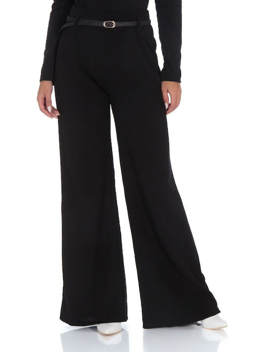 Silia D Women's Fabric Trousers Flare Black