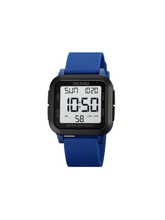 Skmei Digital Uhr Batterie mit Holzarmband Blue/White