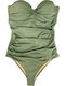 Solids Strapless Swimsuit With Light Padding For Large Bust Khaki
