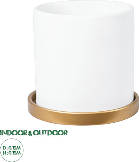 GloboStar Kasos Planter Ceramic White with Stand 15x15x15cm.