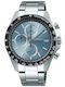Seiko Ανδρικό Ρολόι 42mm Χρονογράφος Μπαταρίας με Ασημί Μεταλλικό Μπρασελέ