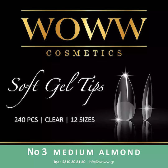 Woww Cosmetics Transparent False Nail Pointed Tip Transparent 240pcs 4.04.0.0081