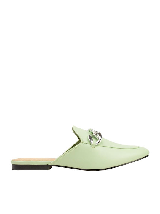 InShoes Flat Mules σε Πράσινο Χρώμα