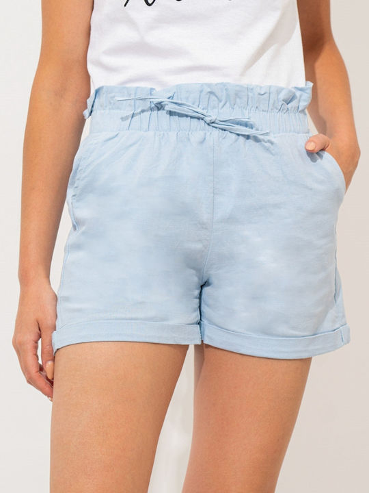 InShoes Women's High Waist Shorts Light Blue