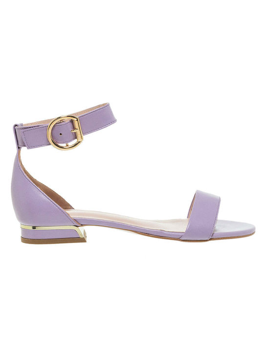 Mourtzi Leather Women's Sandals with Ankle Strap Lavender