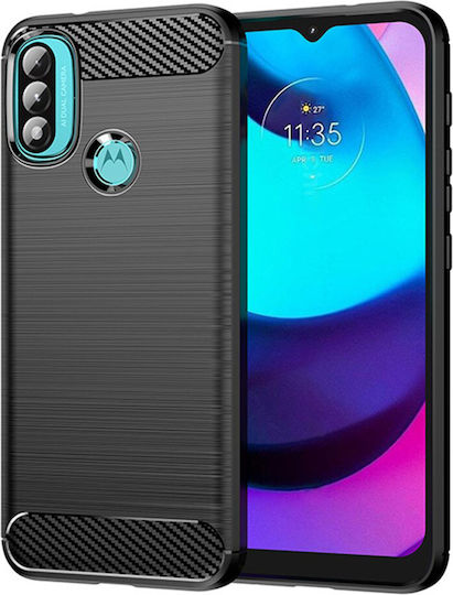 Techsuit Carbon Umschlag Rückseite Silikon Schwarz (Motorola Moto E40, E30, E20)