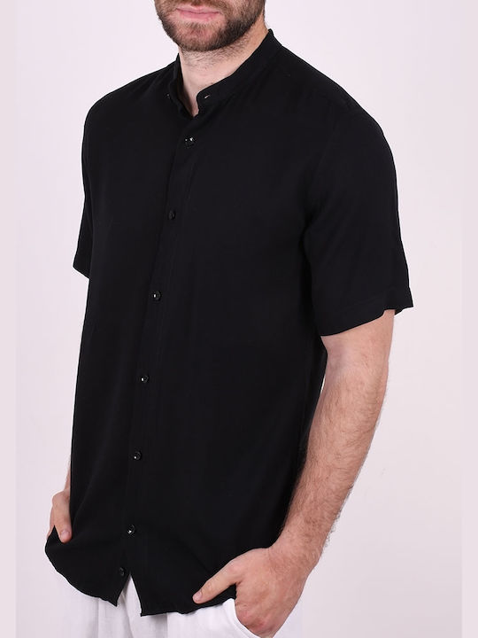 Kedi πουκάμισο κοντομάνικο mao collar Μαύρο