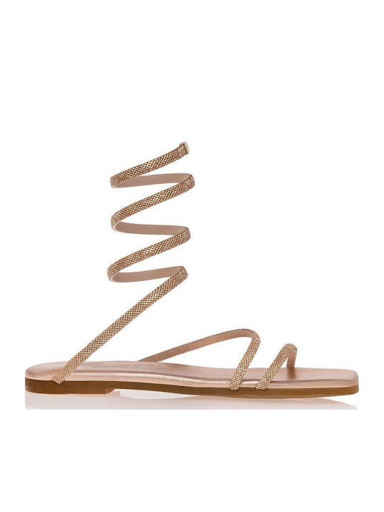 Flache Sandalen für Damen in Gold Farbe