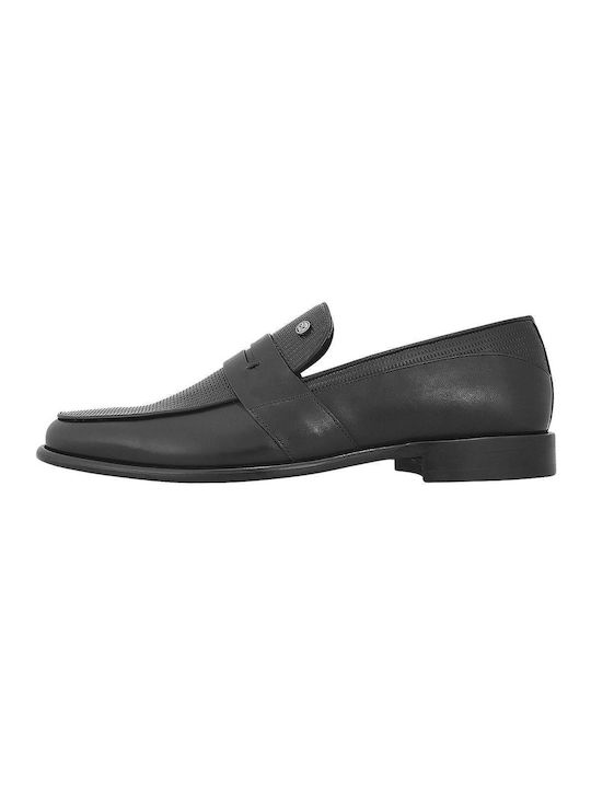 Loafers GK Uomo μαύρα δερμάτινα GK7637S23_BLACK - Μαύρο