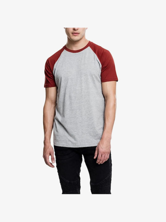 Urban Classics Men's Short Sleeve T-shirt Grey/Ruby