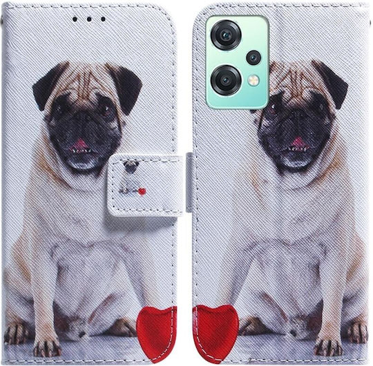 Coloured Drawing Pug Wallet Piele artificială Multicolor (OnePlus Nord CE 2 Lite 5G )