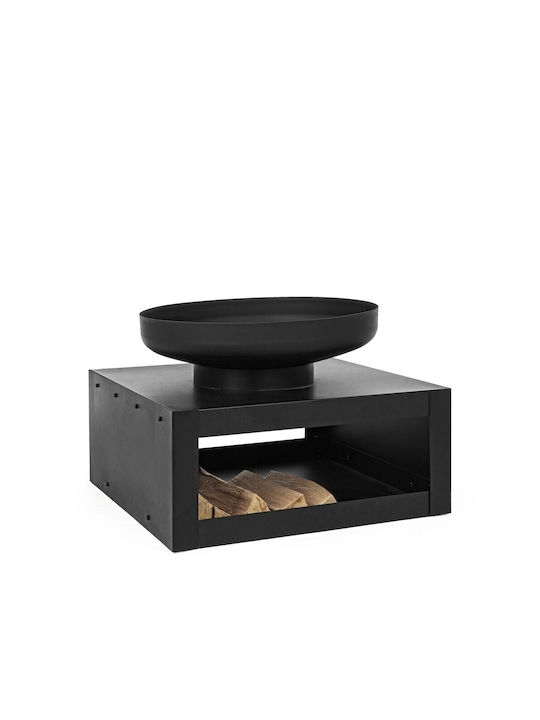 Bizzotto Log Black Τζάκι Εξωτερικού Χώρου από Πηλό Γκρι 70x70x38cm