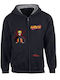 Fleece Kinder-Sweatshirt Strickjacke mit Kapuze und Taschen Schwarz