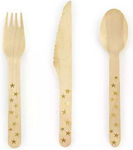 Wooden gold star knives and forks (18 pieces)