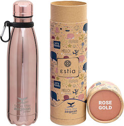 Estia Travel Flask Save the Aegean Μπουκάλι Θερμός Ανοξείδωτο BPA Free Lite Rose Gold