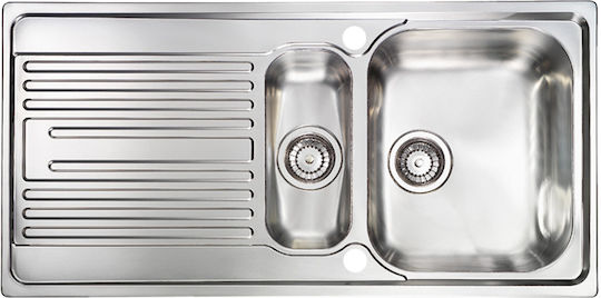 Sanitec Atlantic Drop-In Küchenspüle Rechts Inox Satiniert M100xB50cm Silber