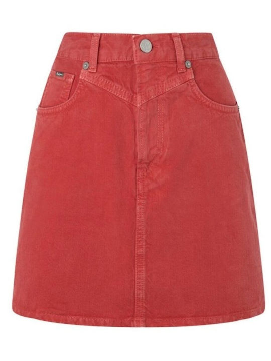 Pepe Jeans Τζιν Mini Φούστα σε Κόκκινο χρώμα