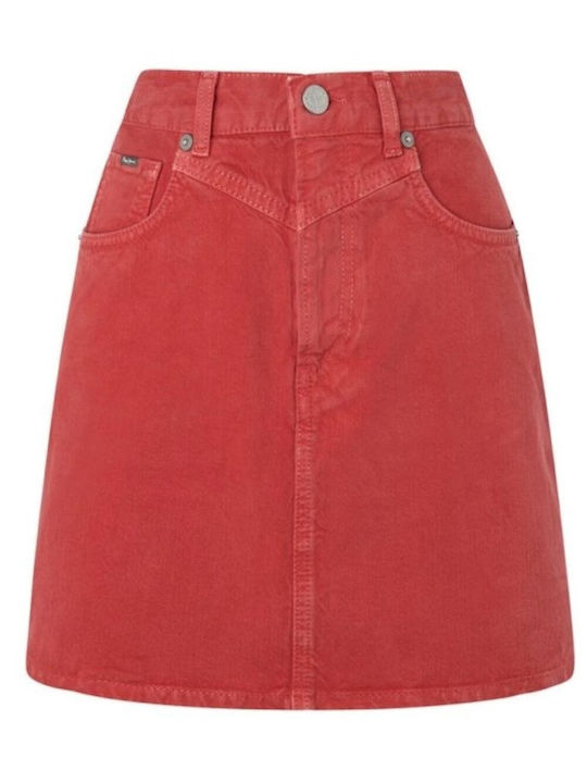 Pepe Jeans Denim Mini Rock in Rot Farbe