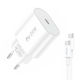 Foneng Φορτιστής με Θύρα USB-C και Καλώδιο USB-C - USB-C 20W Power Delivery Λευκός (EU39)