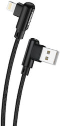 Foneng X70 Angle (90°) USB-A to Lightning Cable Μαύρο 1m