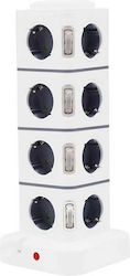 Tradesor RC-G16P Steckdosenleiste 16 Steckdosen mit Schalter Weiß
