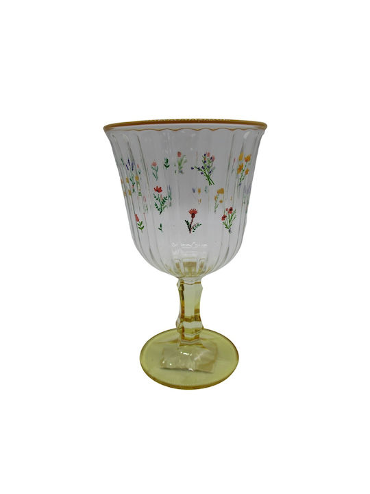 Marva Botanical Glass for White and Red Wine made of Glass in Yellow Color Goblet 240ml 1pcs