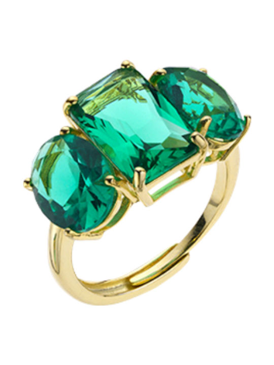 Breeze Ring with Zircon made of Silver Gold Plated