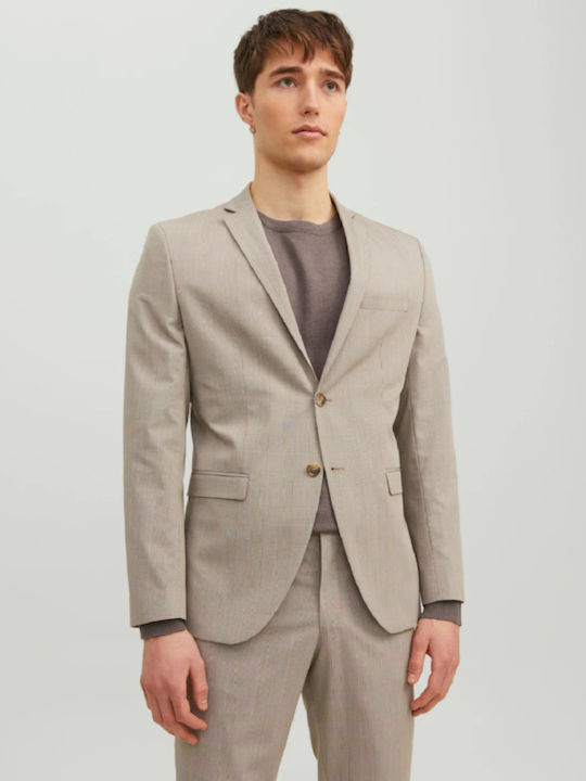 Jack & Jones Men's Suit Jacket Slim Fit Beige
