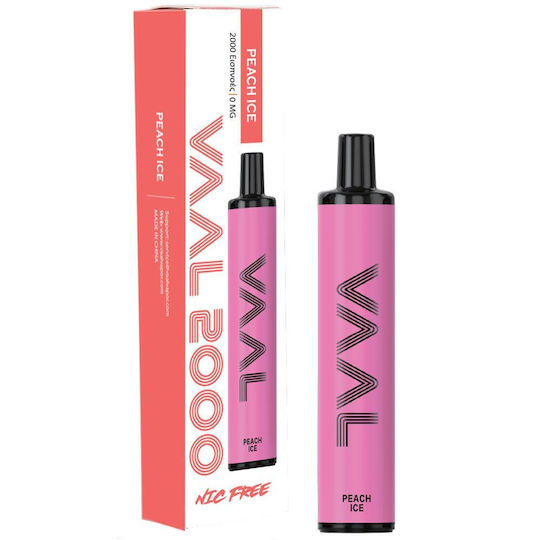 Vaal Țigară Electronică De Unică Folosință 2000 Inhalări Peach Ice Fără Nicotină 5ml Roz