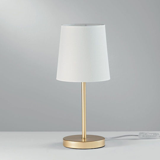 Fan Europe Metal Table Lamp for E14 Socket with White Shade and Gold Base