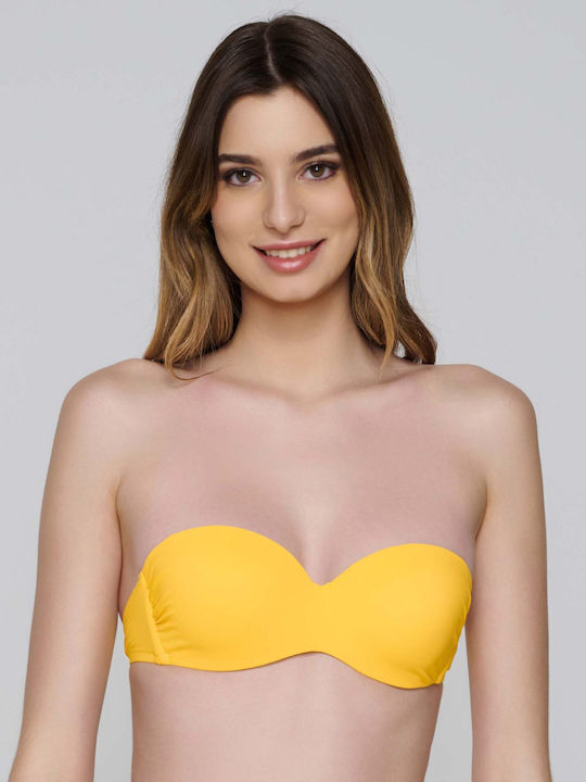 Luna Fără bretele Top bikini Galben