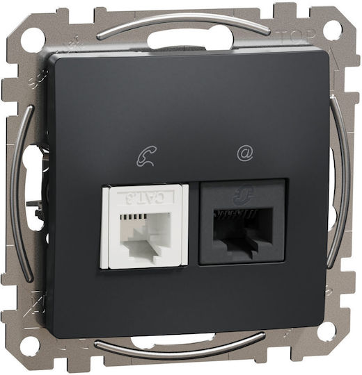 Schneider Electric Sedna Διπλός Μηχανισμός Πρίζας Δικτύου και Τηλεφώνου RJ45/RJ11 Τύπου Cat5 σε Λευκό Χρώμα SDD114458