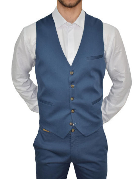 Sogo Men's Vest Slim Fit Blue